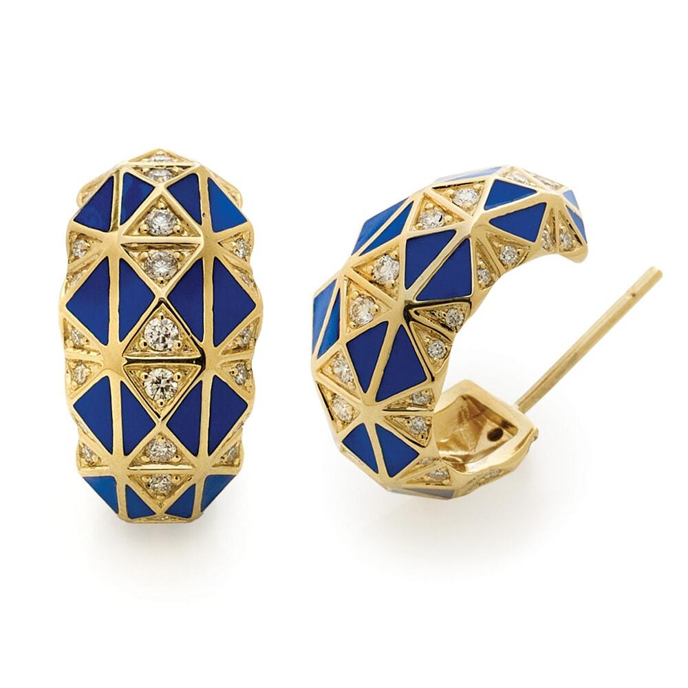 •EQUA-ORBIT• lapis lazuli fangs + gold earrings